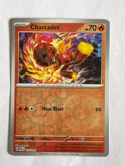 POKEMON CHARCADET #014/091 COMMON REVERSE HOLOFOIL PALDEAN FATES NM CARD - Image 1