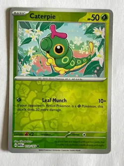 POKEMON CATERPIE #010/165 COMMON REVERSE HOLOFOIL SCARLET VIOLET 151 NM CARD - Image 1