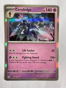 POKEMON CERULEDGE #040/091 RARE HOLOFOIL PALDEAN FATES NM CARD - Image 1