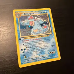 Feraligatr Holo Rare 5/111 Neo Genesis 1st Edition Pokemon Card MP-LP Holo Error - Image 1