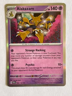 POKEMON ALAKAZAM 082/167 RARE HOLOFOIL TWILIGHT MASQUERADE NM CARD - Image 1