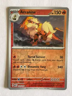 POKEMON ARCANINE 059/165 UNCOMMON REVERSE HOLOFOIL SCARLET VIOLET 151 NM CARD - Image 1