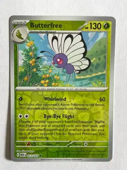 POKEMON BUTTERFREE #012/165 UNCOMMON REVERSE HOLOFOIL SCARLET VIOLET 151 NM CARD - Image 1