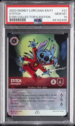 2023 DISNEY LORCANA EN P1-PROMO #21 STITCH - ABOMINATION PSA 10 - Image 1