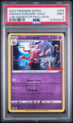 2022 Pokemon Sword & Shield Lost Origin Hisuian Zoroark Holo 076 - PSA MINT 9 - - Image 1