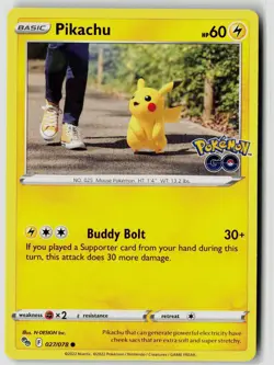 PIKACHU 027/078 POKEMON GO POKEMON COMMON NEAR MINT NM - Image 1