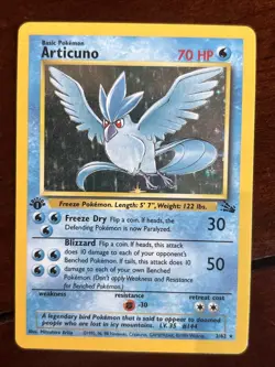 Pokemon Fossil Articuno 1st Edition 2/62 Holo Rare MP - Image 1