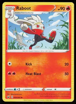 Raboot 033/202 Uncommon Sword & Shield Pokemon Near Mint - Image 1
