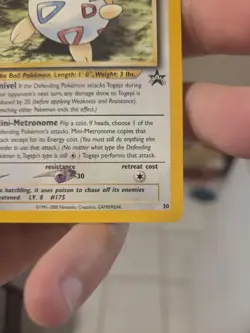 Pokemon TCG Togepi Card 30 WOTC Promo Black Star Pokemon Tcg - Image 2