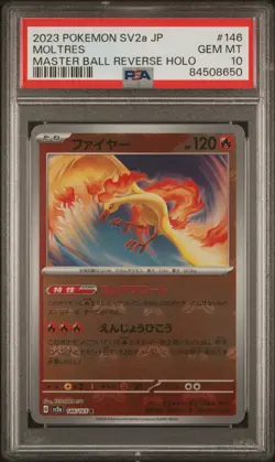 2023 Pokemon Japanese Sv2a 151 #146 Moltres Master Ball Reverse Holo PSA 10 - Image 1