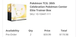 Pokemon Center ETB 30th Anniversary Celebration Sealed - PRESALE Ship 9/16 - Image 2
