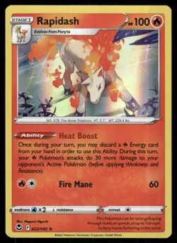 Rapidash 022/195 Holo Rare Silver Tempest Pokemon Near Mint - Image 1
