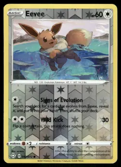 Eevee 052/072 Common Shining Fates Pokemon Reverse Holo Near Mint - Image 1