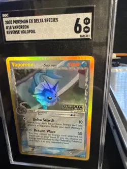 2005 Pokemon EX Delta Species Vaporeon Reverse Holo #18/113 SGC 6 - Image 1