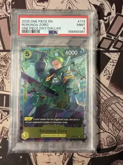 PSA 9 Roronoa Zoro (One Piece Day Dallas 2025) OP07-113 One Piece Promo - Image 2