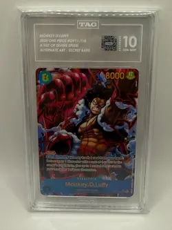 2025 One Piece OP11 Monkey.D.Luffy 118 SEC Alt Art TAG GEM MINT 10 - Image 1