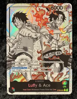 Bandai Luffy & Ace ST30-001 Parallel Starter Deck ST-30 Leader Full Art English - Image 2