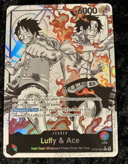 Bandai Luffy & Ace ST30-001 Parallel Starter Deck ST-30 Leader Full Art English - Image 3