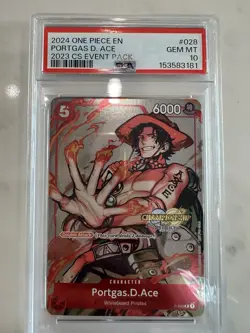 2024 ONE PIECE CHAMPIONSHIP 2023 EVENT PACK #028 PORTGAS D. ACE PSA 10 - Image 1