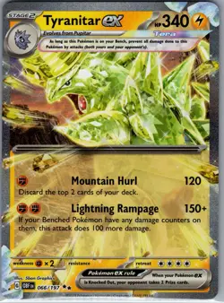 Tyranitar ex 066/197 - Pokemon TCG SV03: Obsidian Flames - Double Rare (NM) - Image 1