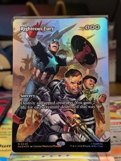 Righteous Fury MTG 0049 Borderless *foil* Marvel Super Heroes NM/M Mythic Rare - Image 1