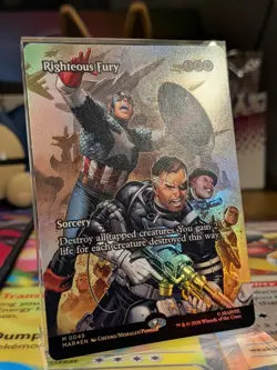 Righteous Fury MTG 0049 Borderless *foil* Marvel Super Heroes NM/M Mythic Rare - Image 2