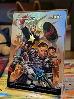 Righteous Fury MTG 0049 Borderless *foil* Marvel Super Heroes NM/M Mythic Rare - Image 3