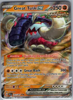 Great Tusk ex 053/091 - Pokemon TCG SV: Paldean Fates - Double Rare (NM) - Image 1