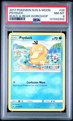 Build a Bear Pokemon Card Psyduck Promo Trading TCG PSA 8 Graded - Image 1