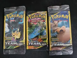 Pokemon SM Team Up 3-card Mini Booster Packs - Lot of 5 - 2 Double packs + 1 - Image 1
