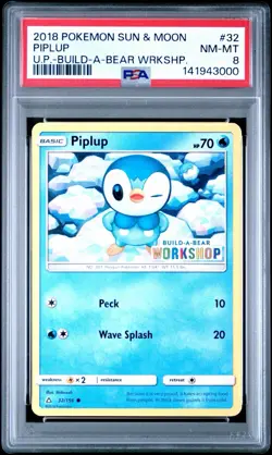 Build a Bear Pokemon Card Piplup Promo Trading Card TCG PSA 8 Graded - Image 1