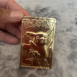 Vtg Pokemon 23k Gold Plated PIKACHU Trading Card 1999 Collectable - Image 1