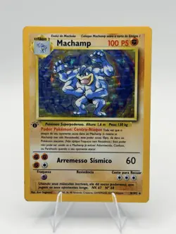 Pokemon Card Machamp 8/102 1st Edition Holo Rare Portuguese LP/MP - Image 1
