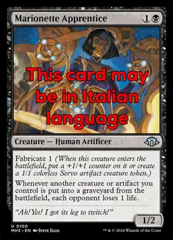 MTG MARIONETTE APPRENTICE EXC - APPRENDISTA BURATTINAIA 100 - MH3 - MAGIC - Image 1