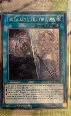 CH01-EN019 The Fallen & the Virtuous Yu-Gi-Oh! Card Secret Rare- Sealed - Image 1
