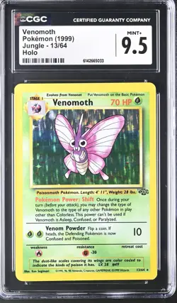 CGC 9.5 MINT+ Venomoth 13/64 Jungle Holo Pokemon Card - Image 1