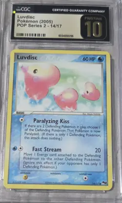 Luvdisc 14/17 - POP SERIES 2 Pokemon Card promo CGC Pristine 10 2005 - Image 1