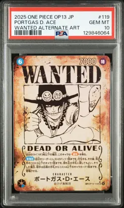PSA 10 Portgas D. Ace SP Wanted OP13-119 2025 Japanese ONE PIECE Card - Image 1