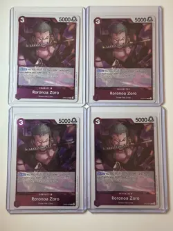 Roronoa Zoro OP09-076 Emperors Of The New World 4 Foil Card Play Set Lot - Image 1