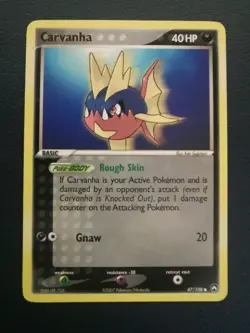 Pokemon Card Carvanha 47/108 EX Power Keepers Common - Image 1