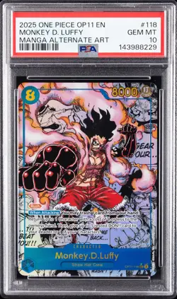 2025 ONE PIECE OP11-A FIST OF DIVINE SPEED #118 MONKEY D. LUFFY PSA 10 - Image 1