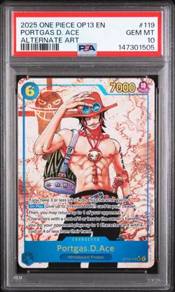 2025 ONE PIECE OP13-CARRYING ON HIS WILL ALTERNATE ART PORTGAS D. ACE PSA 10 - Image 1