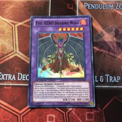 Yugioh! Evil HERO Inferno Wing LCGX-EN067 Super Rare 1st Edition NM/M - Image 1
