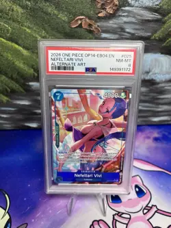 2026 ONE PIECE OP14-EB04 EN NEFELTARI VIVI ALTERNATE ART #025 PSA NM-MT 8 - Image 1