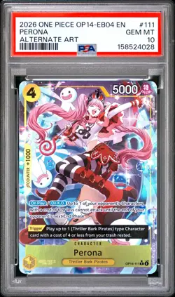 2026 ONE PIECE OP14-EB04-THE AZURE SEA'S SEVEN ALTERNATE ART #111 PERONA PSA 10 - Image 1