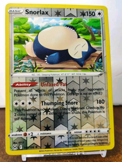 POKEMON SNORLAX 143/196 REVERSE HOLO RARE LOST ORIGIN LP - Image 1