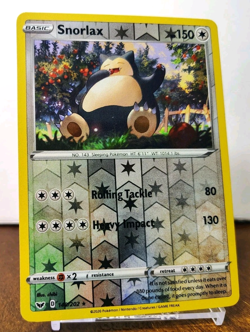 POKEMON SNORLAX 140/202 REVERSE HOLO RARE SWORD & SHIELD LP - Image 1