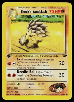 Pokemon Card - Brock's Sandslash Gym Challenge 36/132 1st Edition Uncommon - Image 1
