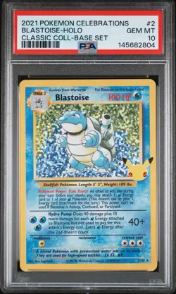 Pokemon Blastoise Celebrations Classic Collection Holo 2/102 2021 PSA 10 - Image 1