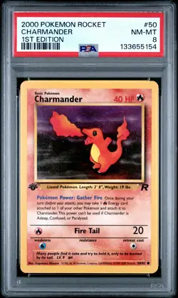 Charmander 50 1st Edition Rocket Pokemon PSA 8 - Image 1